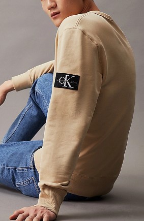 Felpa Uomo Calvin Klein Jeans In Spugna Di Cotone Con Badge-5-jpg