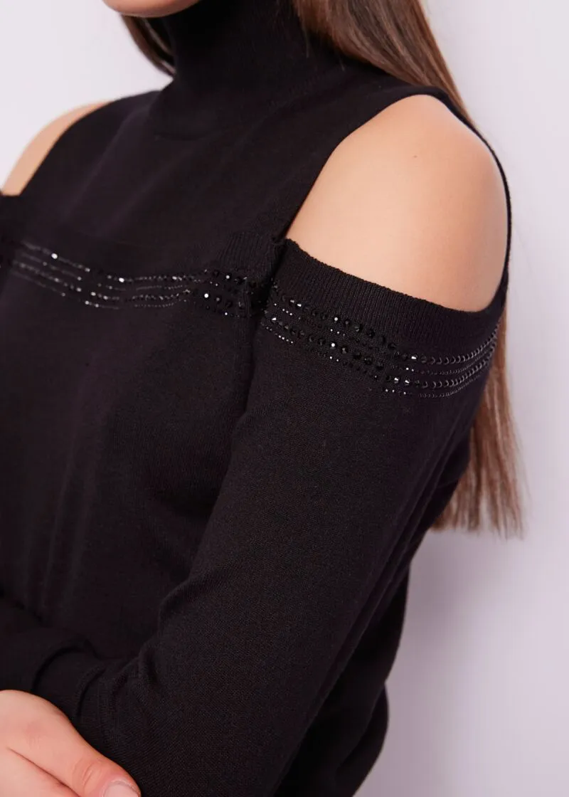 maglia nera strass 3