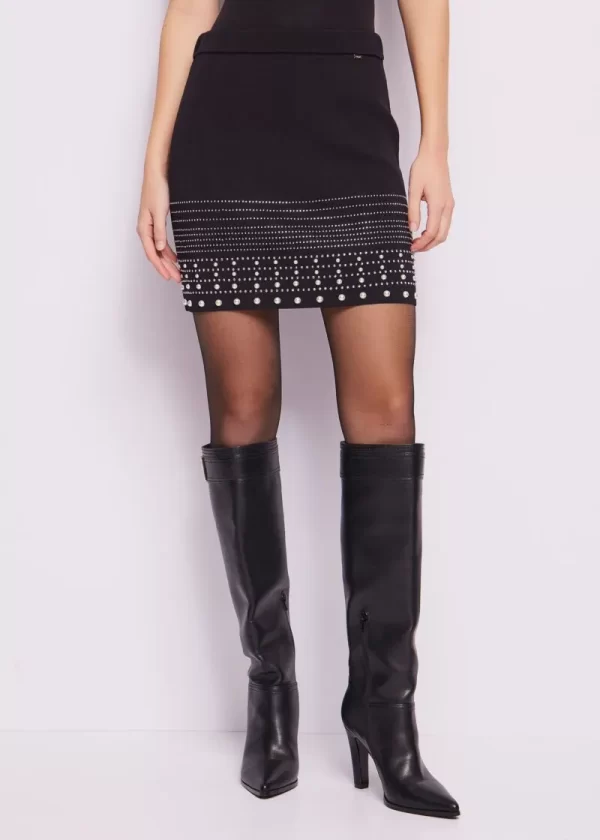 Mini Gonna Donna Gaudì in Maglia Con Strass