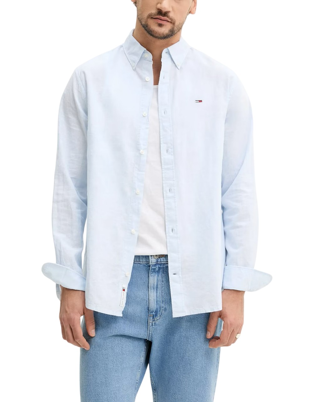 CamiciaUomo-Celeste-TommyJeans-teoremamoda.shop