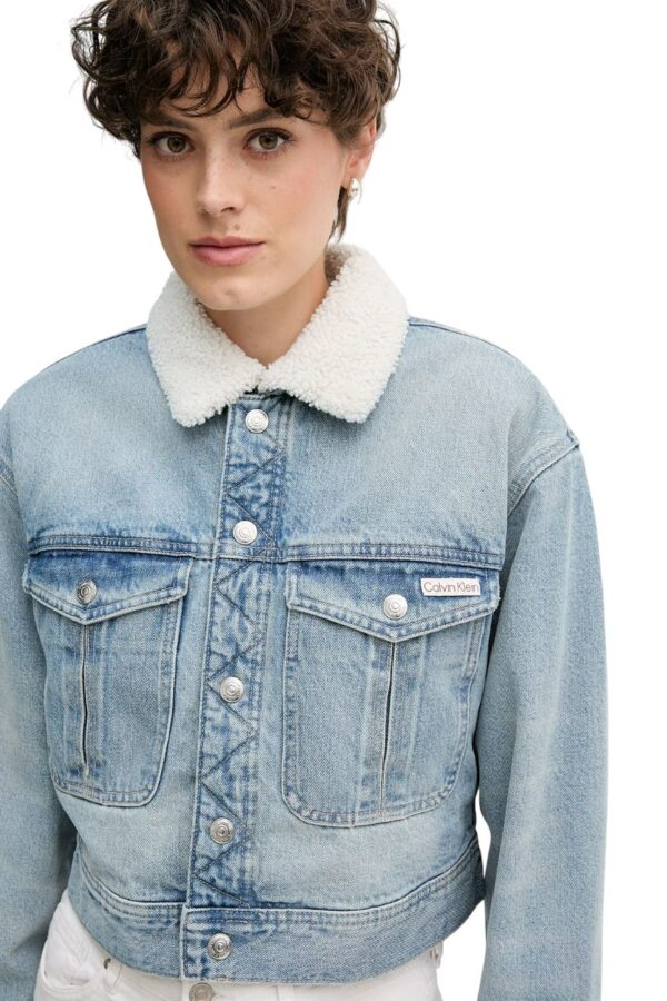 Giubbotto Donna In Denim Collo Pelliccia - Calvin Klein Jeans