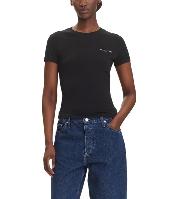 T-ShirtDonna-Nero-TommyHilfiger-Teoremamoda.shop